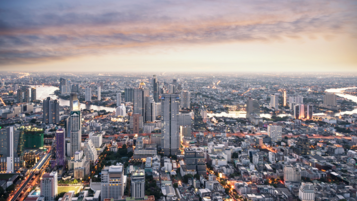 sky view of large urban area